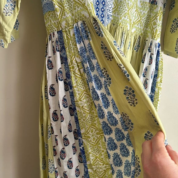 Cottagecore Floral Patchwork Midi Short Sleeve Dress - Picture 6 of 10